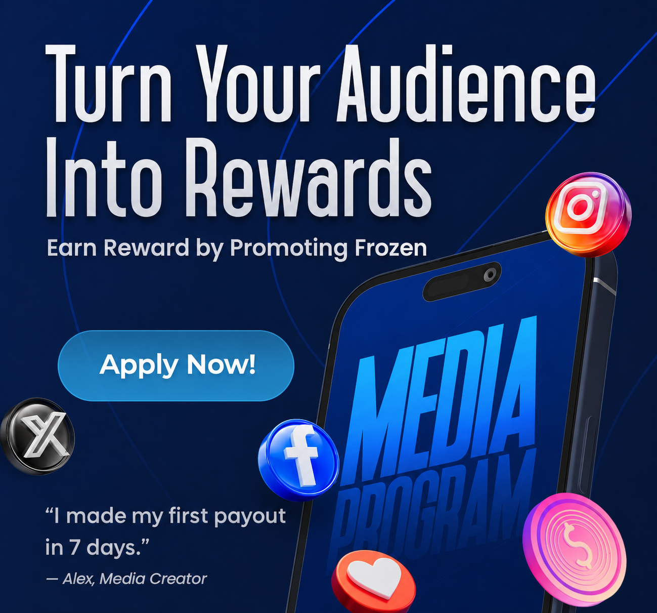 Turn your audience into rewards — Frozen Reborn affiliate programme
